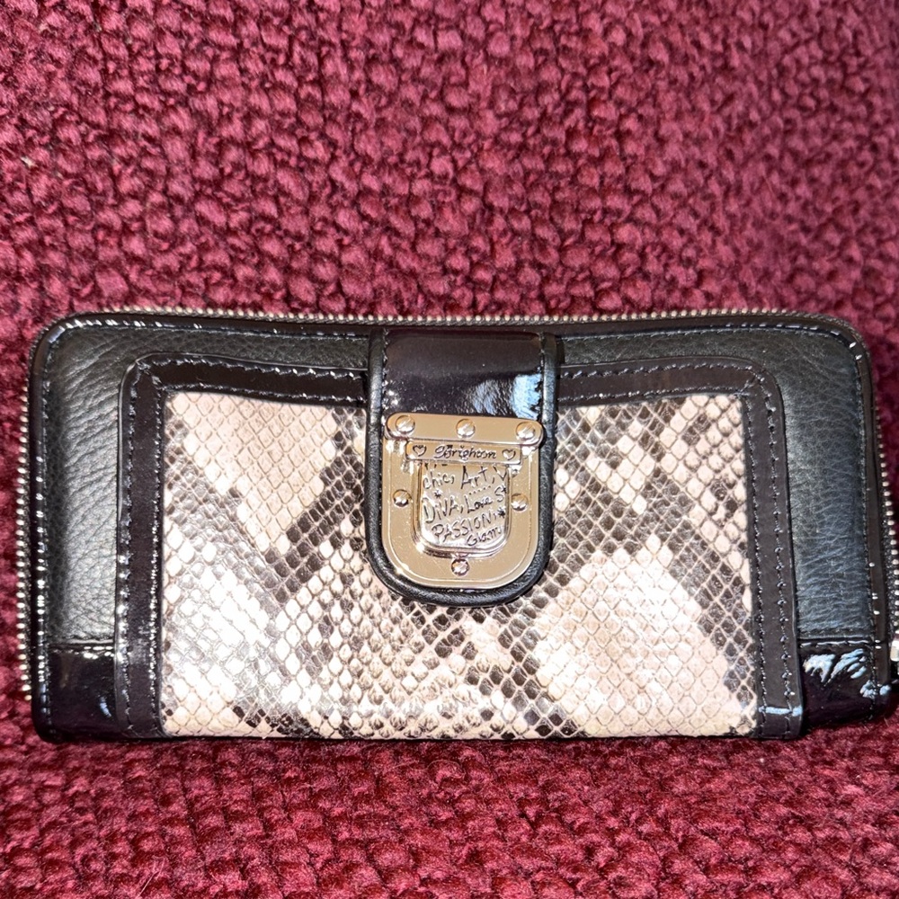 Brighton Black and Cream Snakeskin Wallet